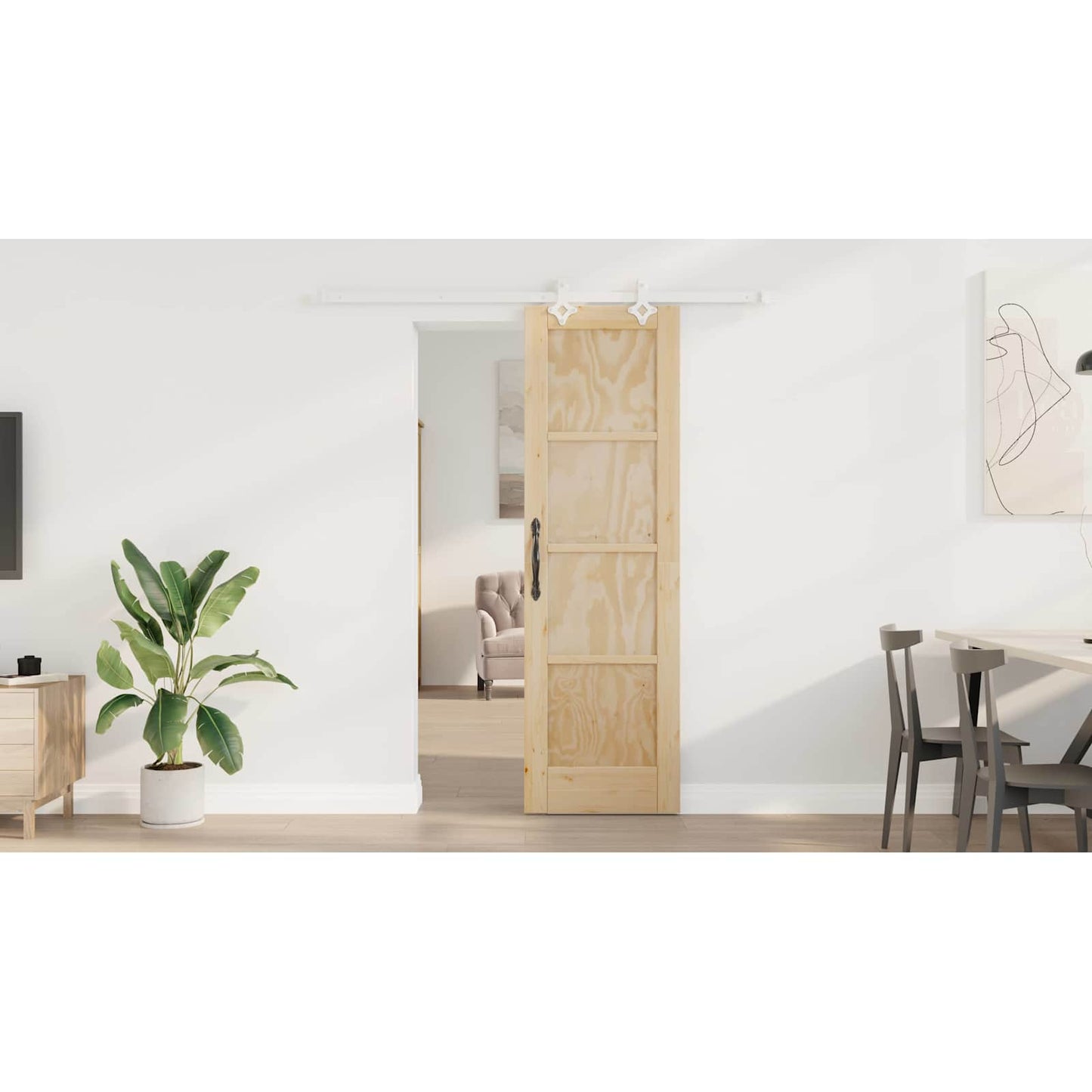 Sliding Door Natural and White 61 x 198.5 cm Solid Pine Wood