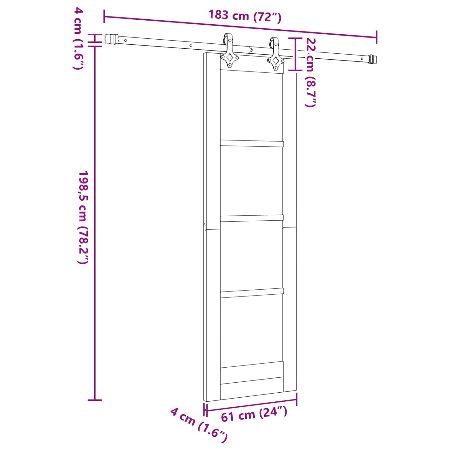 Sliding Door Natural and White 61 x 198.5 cm Solid Pine Wood