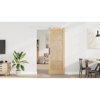 Sliding Door Natural and White 73.5 x 211 cm Solid Pine Wood