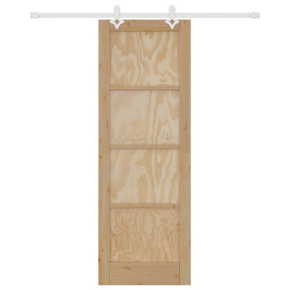 Sliding Door Natural and White 73.5 x 211 cm Solid Pine Wood