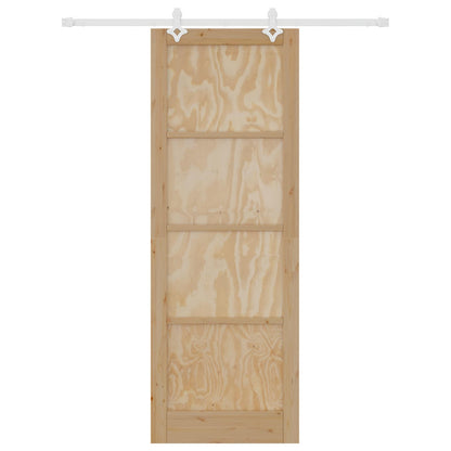 Sliding Door Natural and White 83 x 232 cm Solid Pine Wood