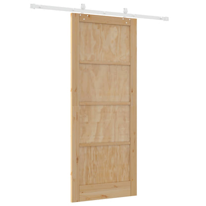 Sliding Door Natural and White 86 x 211 cm Solid Pine Wood