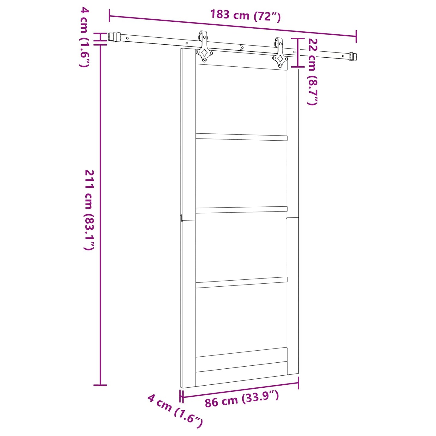Sliding Door Natural and White 86 x 211 cm Solid Pine Wood