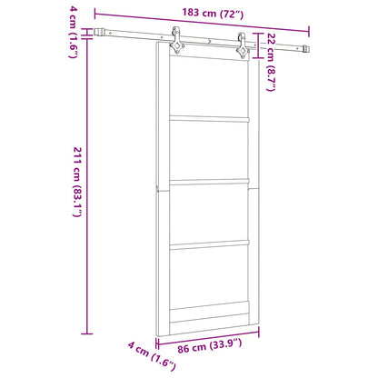 Sliding Door Natural and White 86 x 211 cm Solid Pine Wood