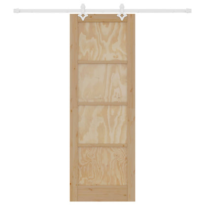 Sliding Door Natural and White 73.5 x 211 cm Solid Pine Wood