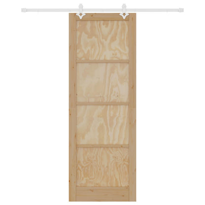 Sliding Door Natural and White 83 x 232 cm Solid Pine Wood