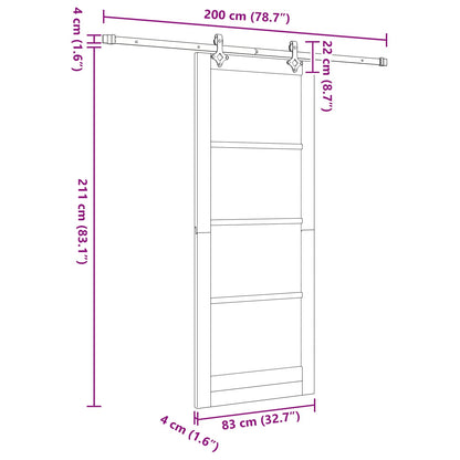Sliding Door Natural and White 83 x 232 cm Solid Pine Wood