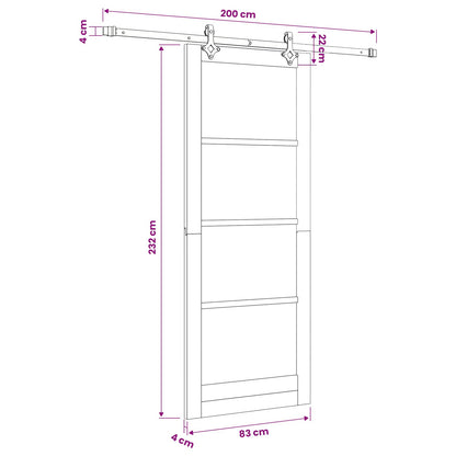 Sliding Door Natural and White 83 x 232 cm Solid Pine Wood