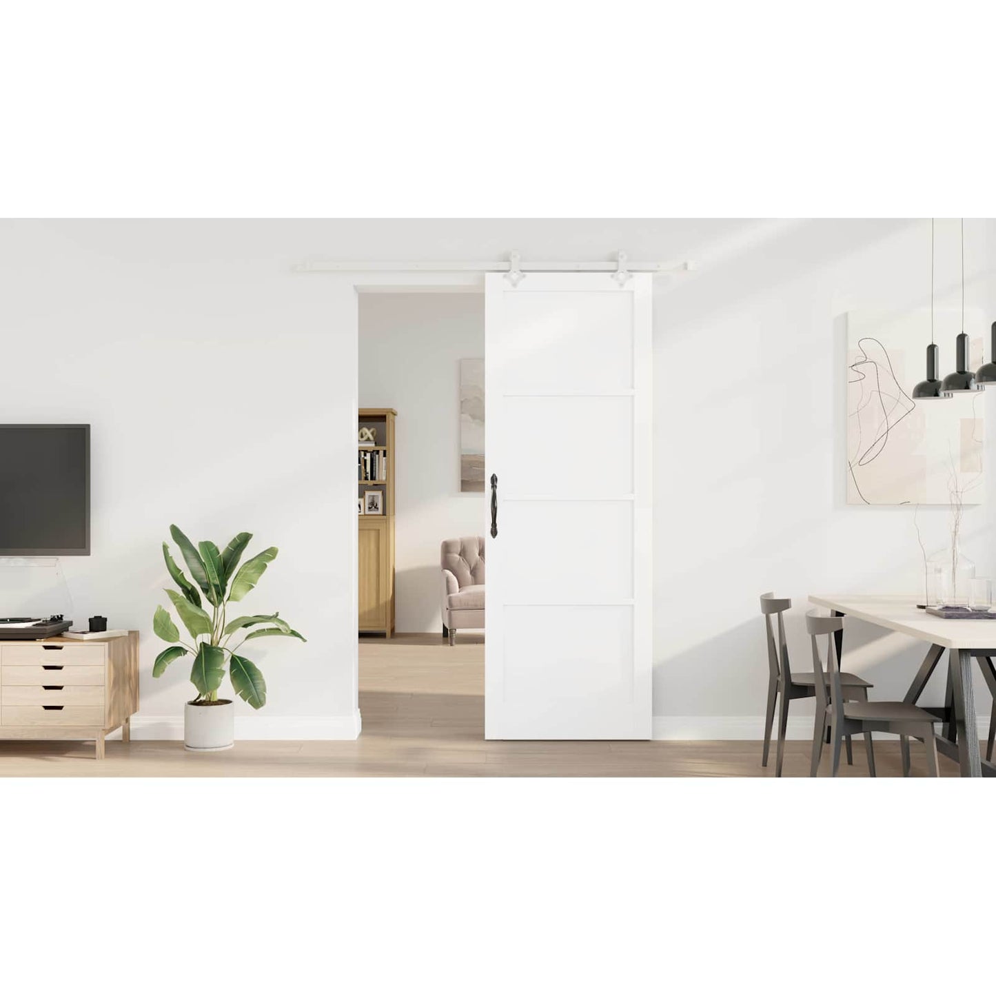 Sliding Door White 83 x 232 cm Solid Pine Wood