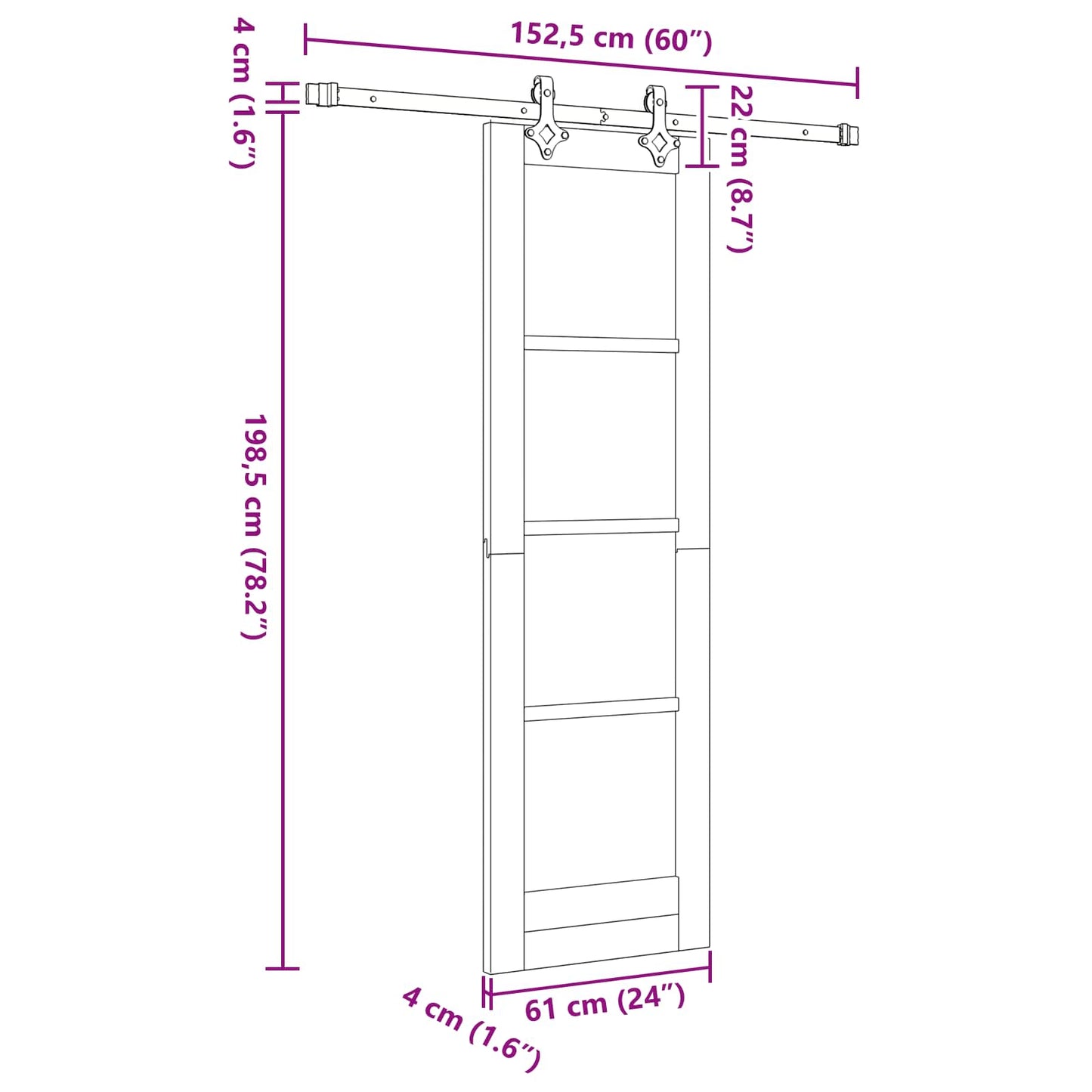 Sliding Door ORKDAL Natural 61 x 198.5 cm Solid Pine Wood