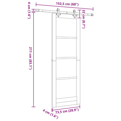 Sliding Door ORKDAL Natural 73.5 x 211 cm Solid Pine Wood