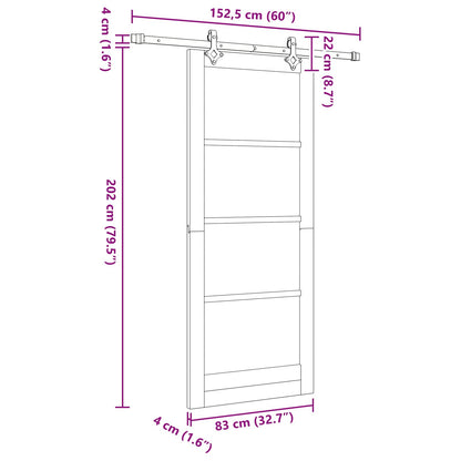 Sliding Door ORKDAL White 83 x 202 cm Solid Pine Wood