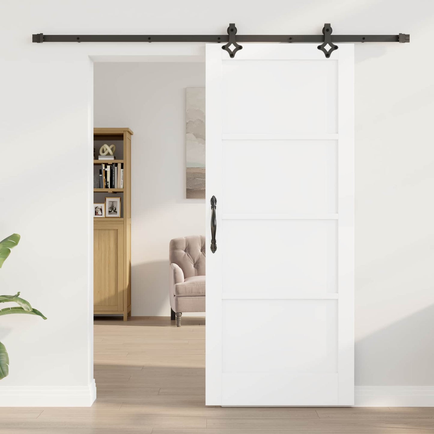 Sliding Door ORKDAL White 83 x 202 cm Solid Pine Wood