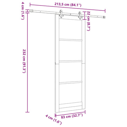 Sliding Door ORKDAL Natural 83 x 232 cm Solid Pine Wood