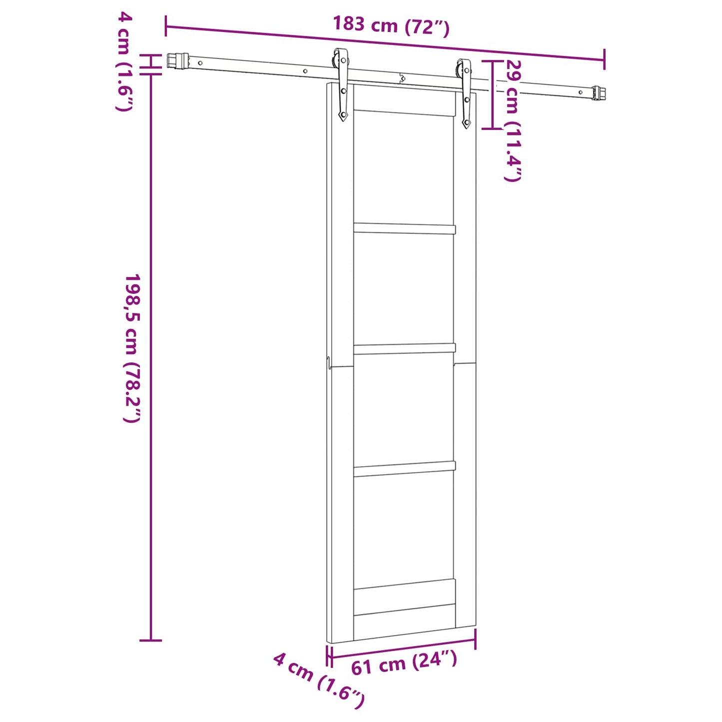 Sliding Door ORKDAL Natural and Black 61 x 198.5 cm