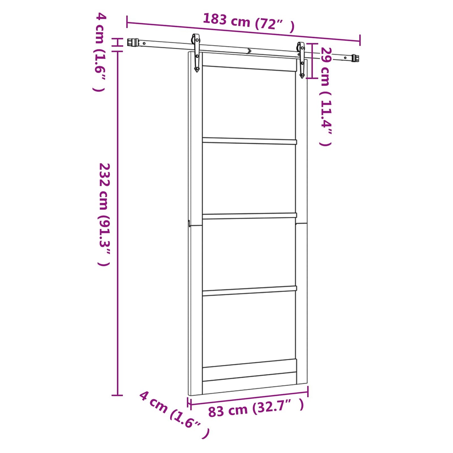 Sliding Door ORKDAL Natural and Black 83 x 232 cm