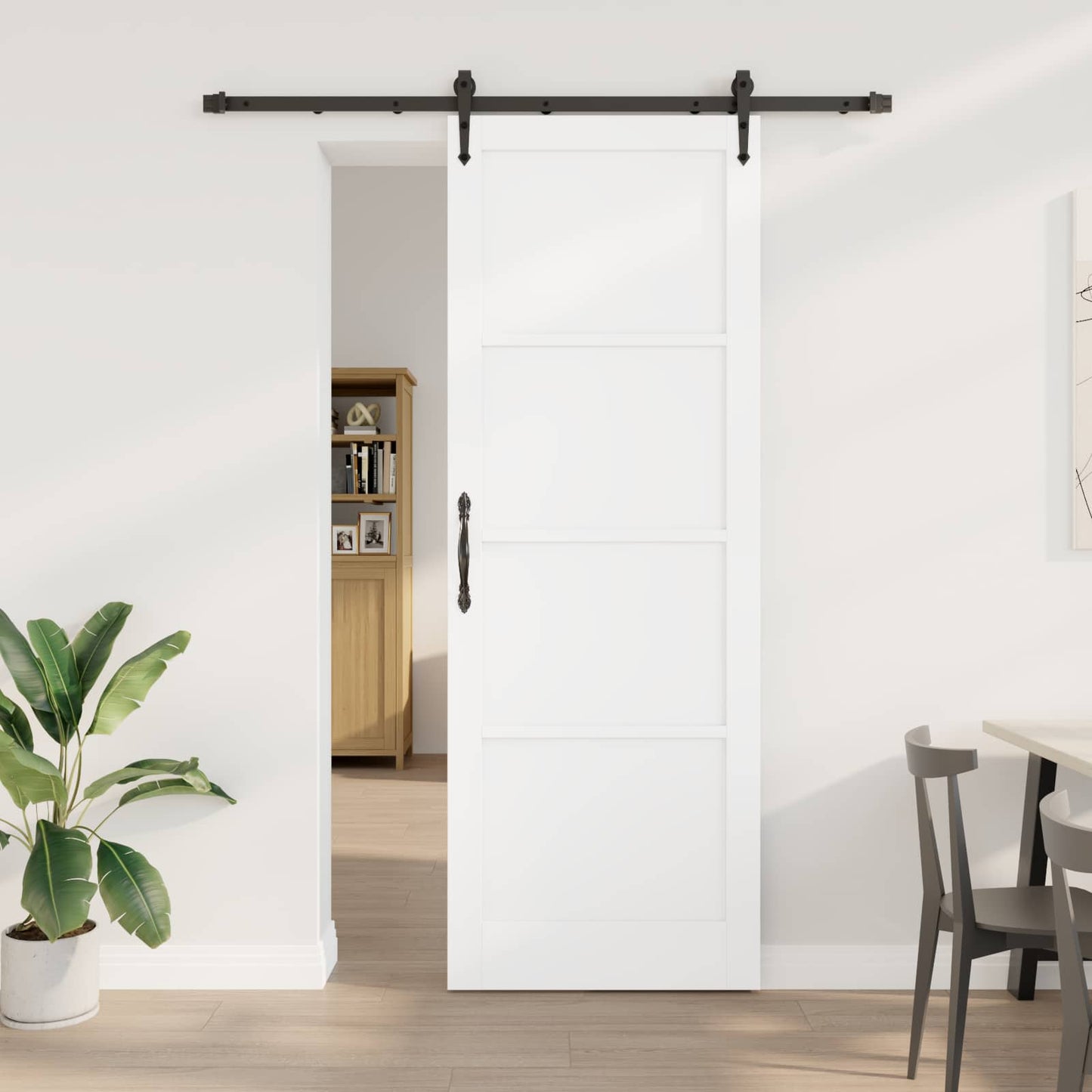Sliding Door ORKDAL White and Black 83 x 232 cm Solid Pine Wood