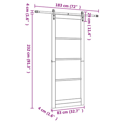 Sliding Door ORKDAL White and Black 83 x 232 cm Solid Pine Wood