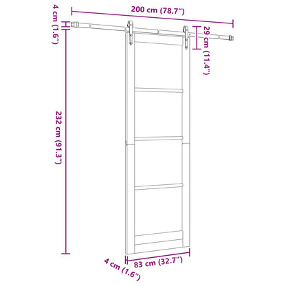 Sliding Door ORKDAL White and Black 83 x 232 cm Solid Pine Wood