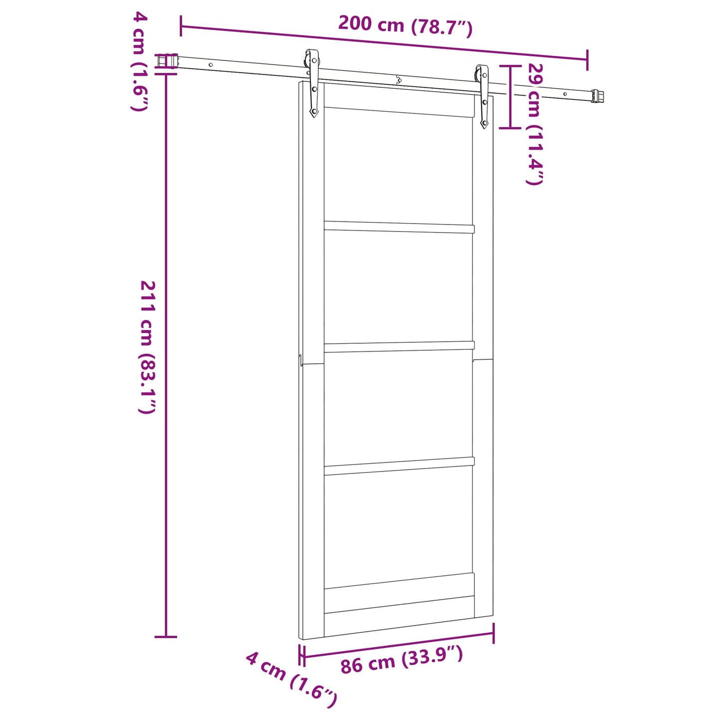 Sliding Door ORKDAL Natural and Black 86 x 211 cm
