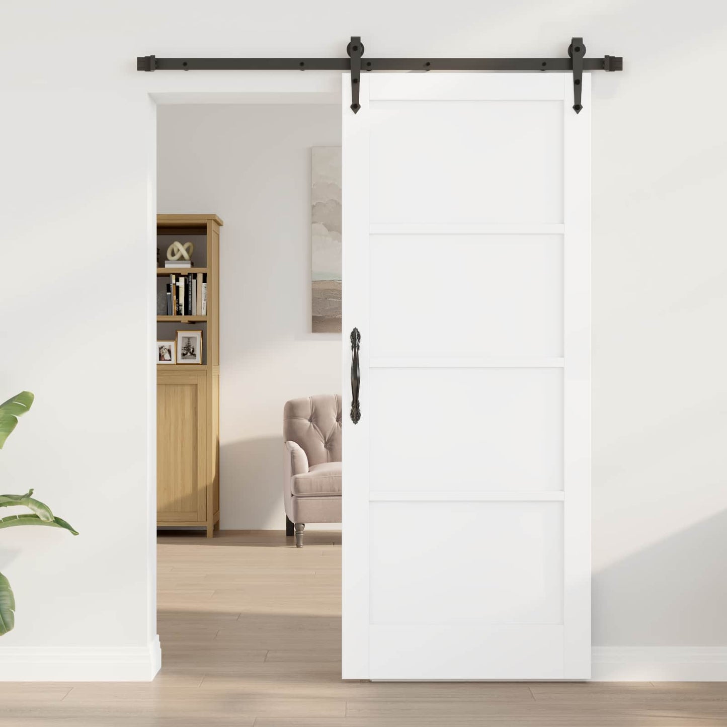 Sliding Door ORKDAL White 83 x 202 cm Solid Pine Wood