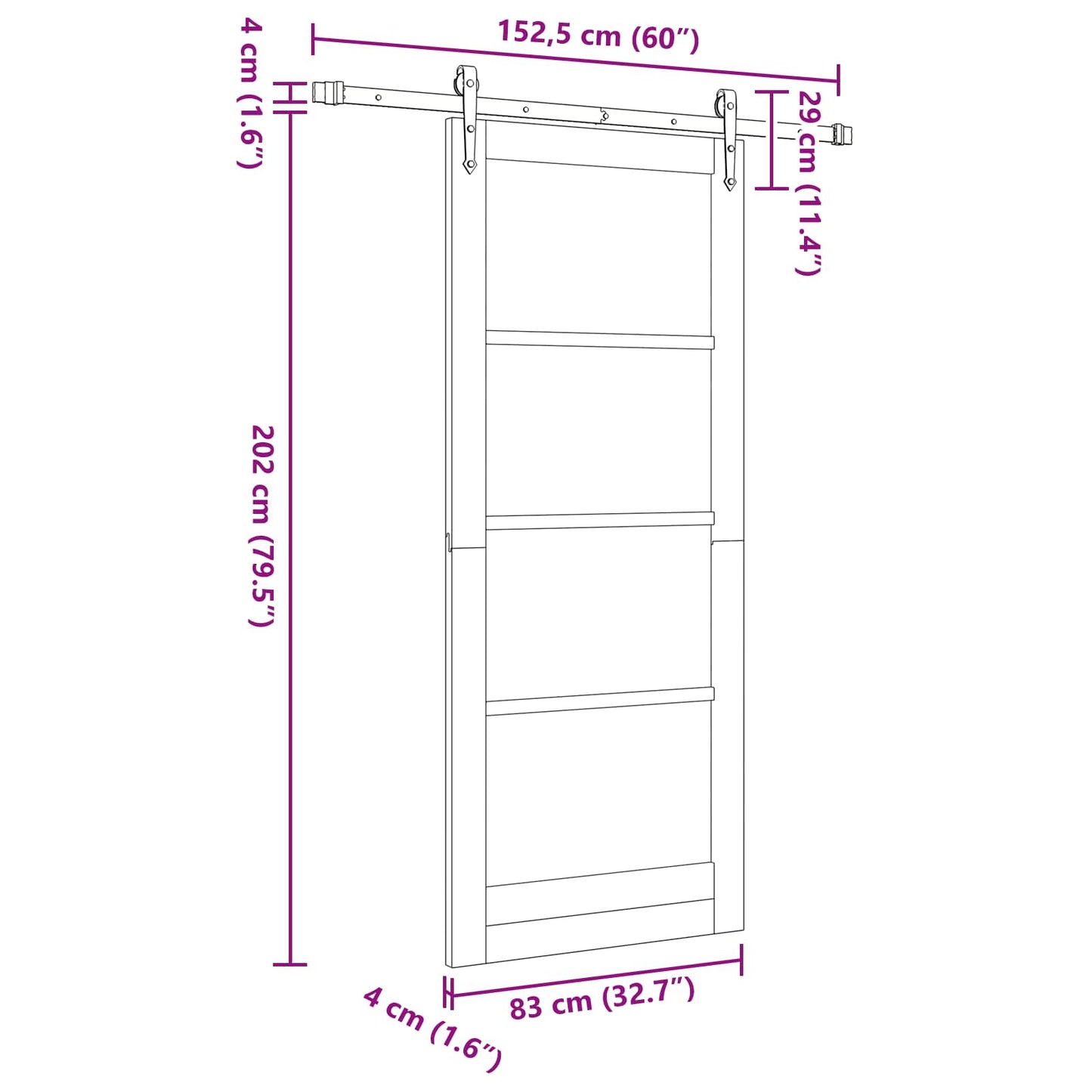 Sliding Door ORKDAL White 83 x 202 cm Solid Pine Wood