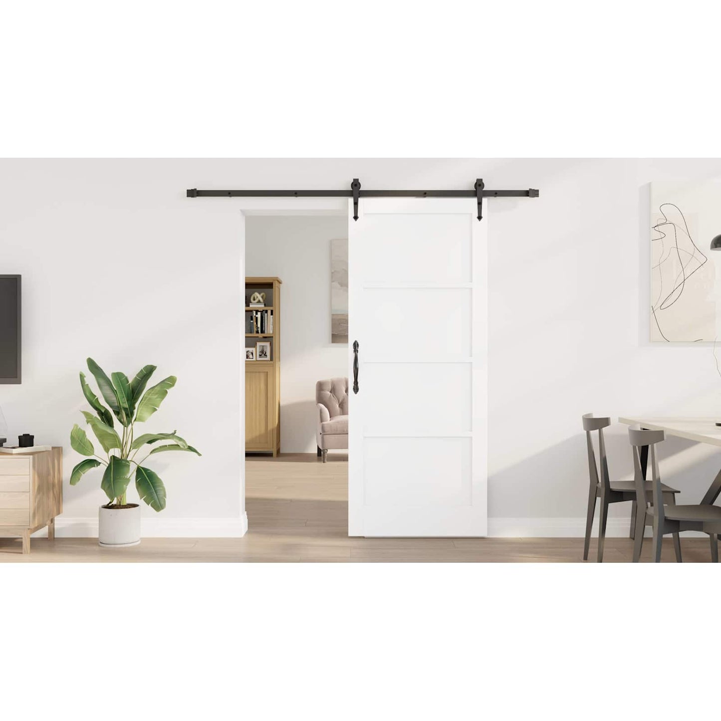 Sliding Door ORKDAL White 83 x 202 cm Solid Pine Wood