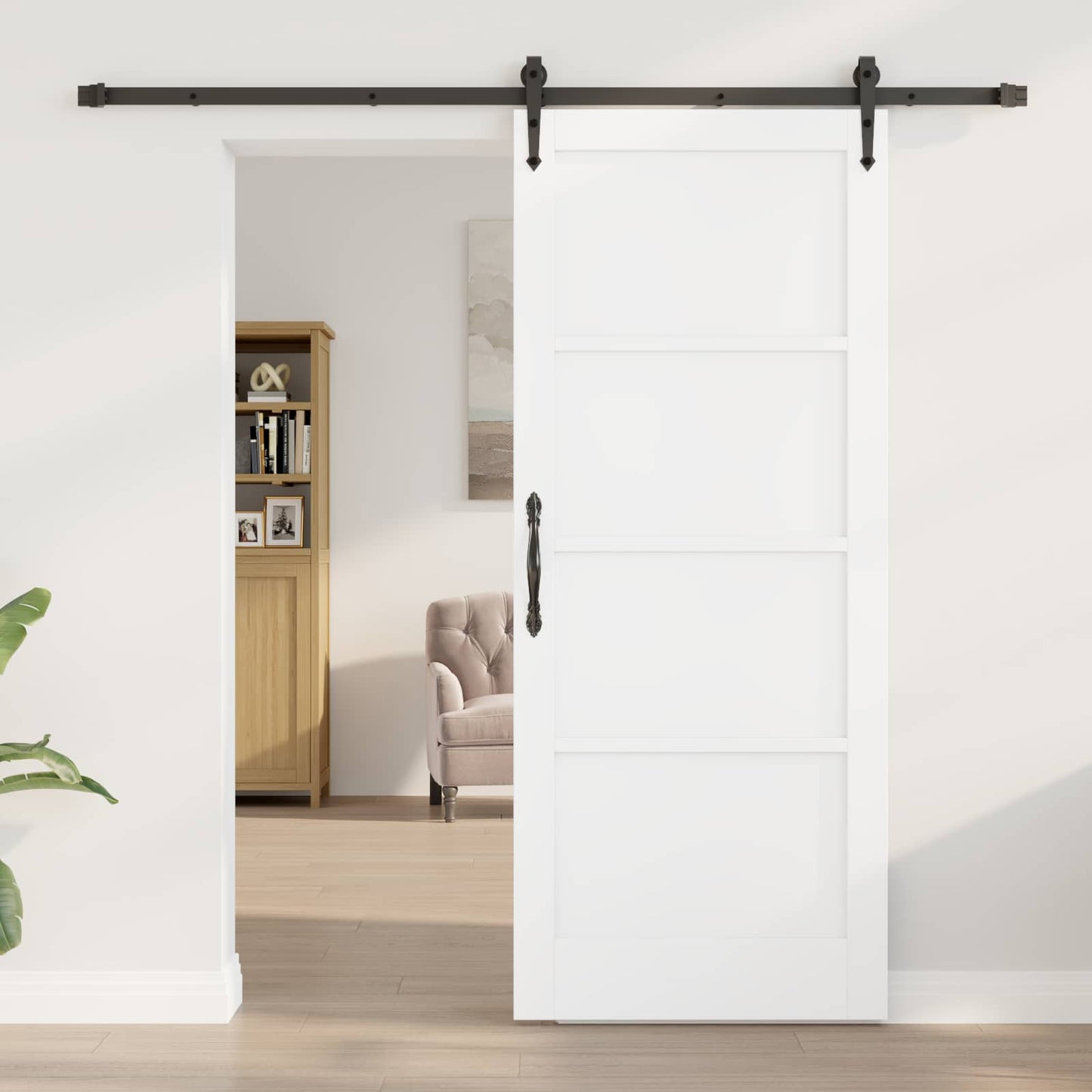 Sliding Door ORKDAL White 83 x 202 cm Solid Pine Wood