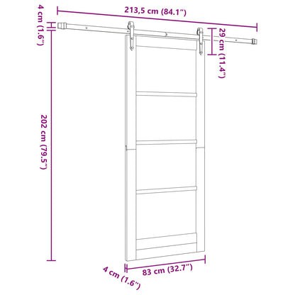 Sliding Door ORKDAL White 83 x 202 cm Solid Pine Wood