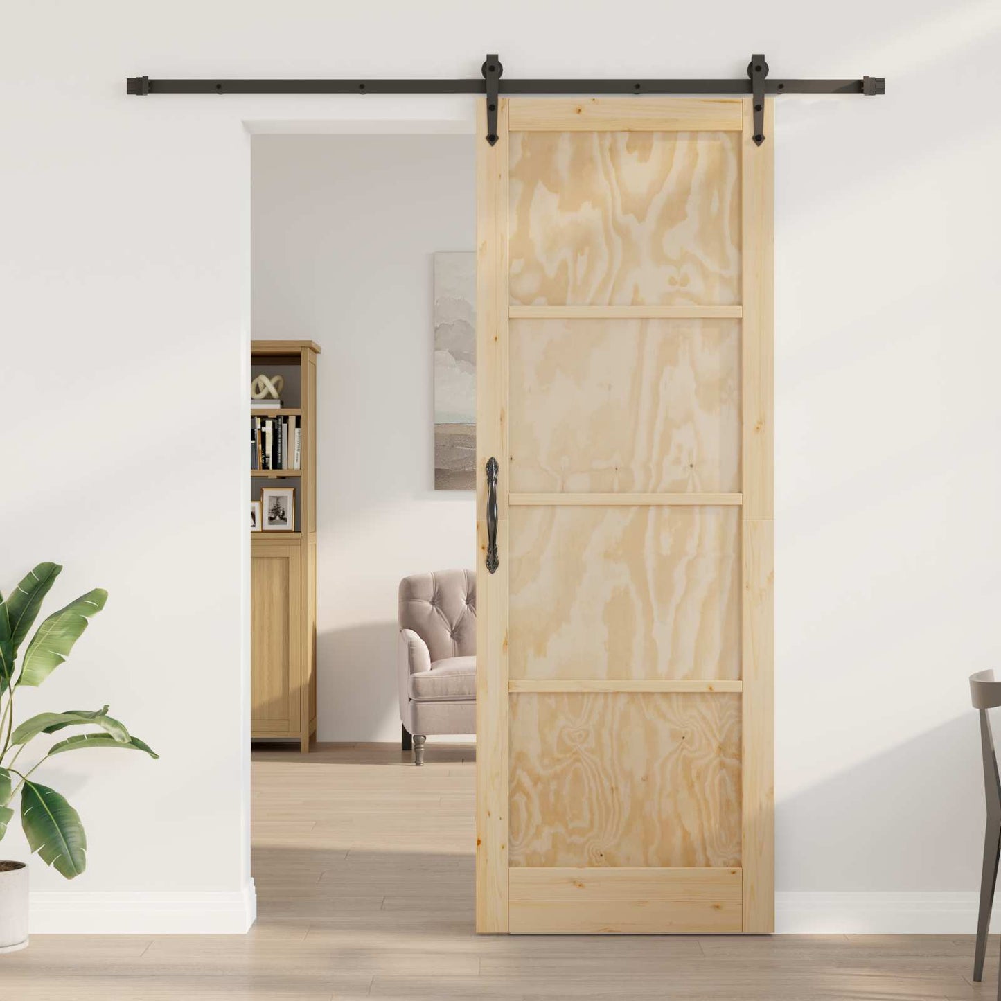 Sliding Door ORKDAL Natural 83 x 232 cm Solid Pine Wood
