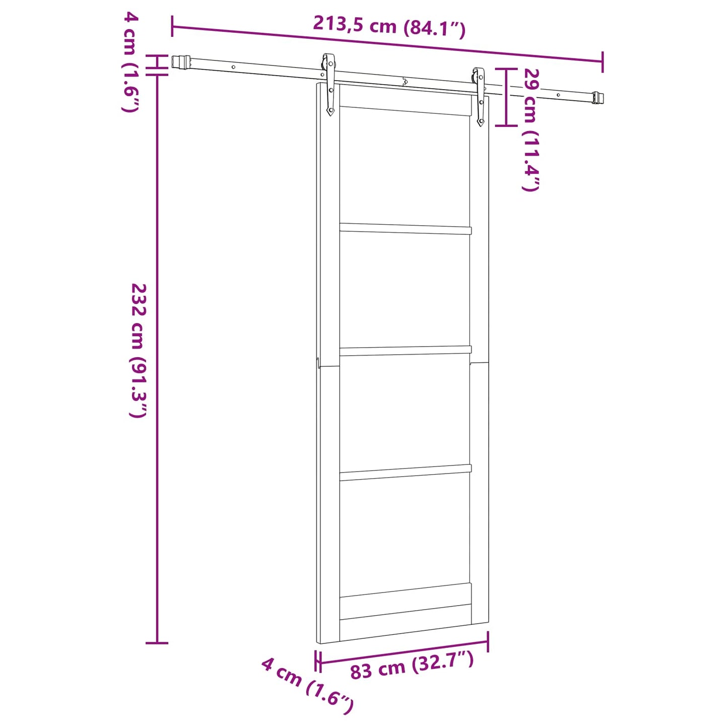Sliding Door ORKDAL Natural 83 x 232 cm Solid Pine Wood
