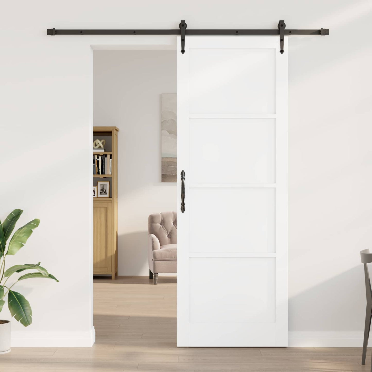 Sliding Door ORKDAL White 83 x 232 cm Solid Pine Wood