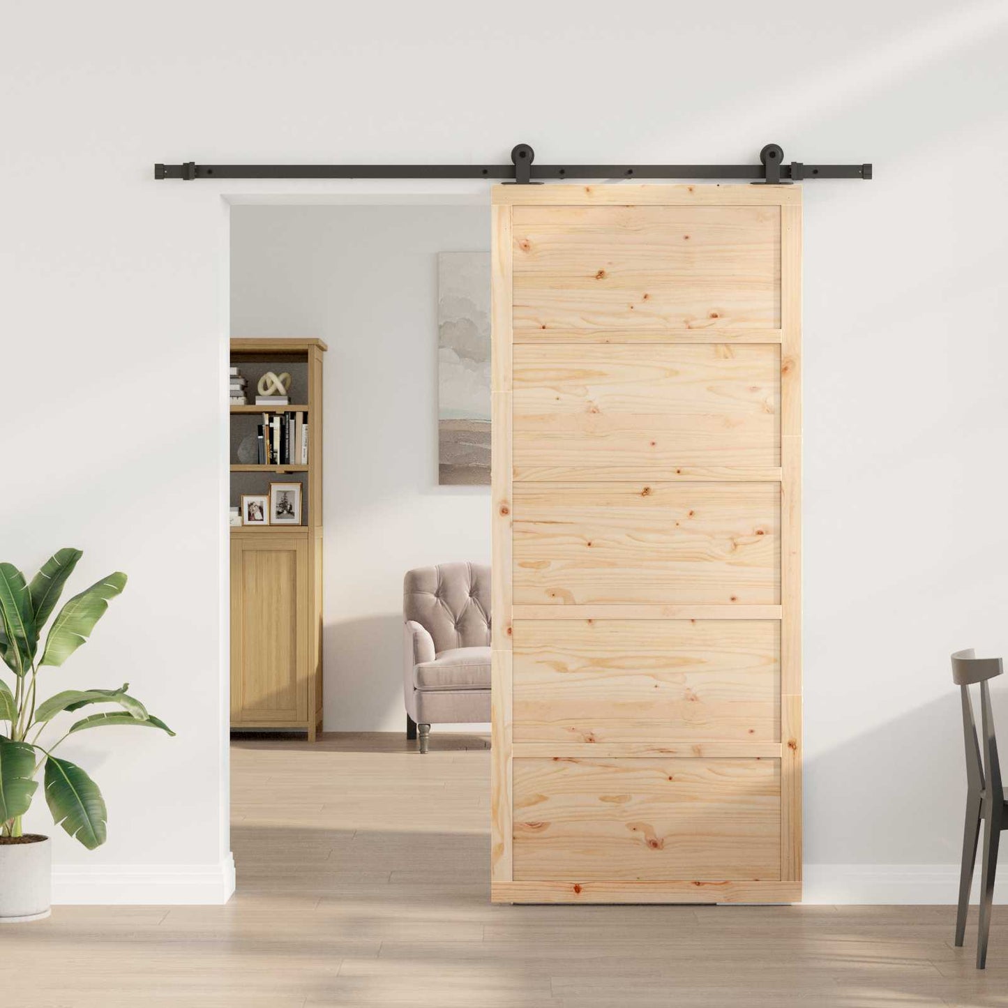 Sliding Door Natural 100 x 208 cm Solid Pine Wood