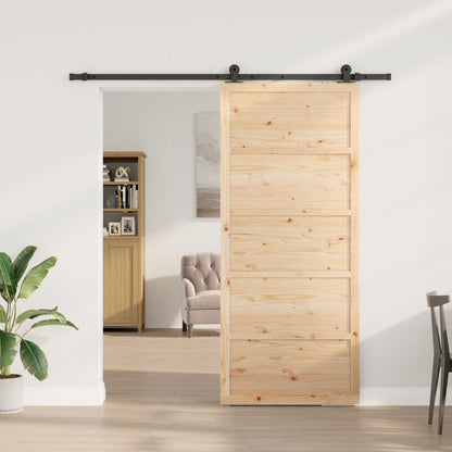 Sliding Door Natural 90 x 208 cm Solid Pine Wood