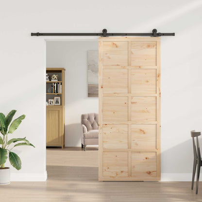 Sliding Door Natural 90 x 208 cm Solid Pine Wood