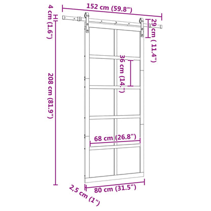 Sliding Door Natural 80 x 208 cm Solid Pine Wood