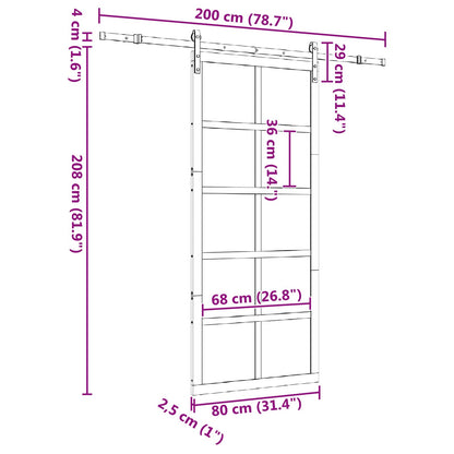 Sliding Door Natural 80 x 208 cm Solid Pine Wood