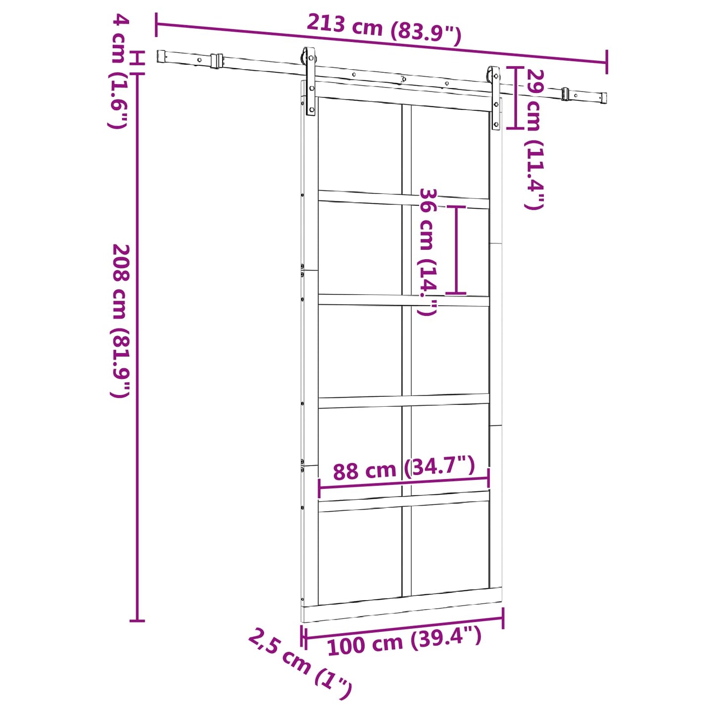 Sliding Door Natural 100 x 208 cm Solid Pine Wood