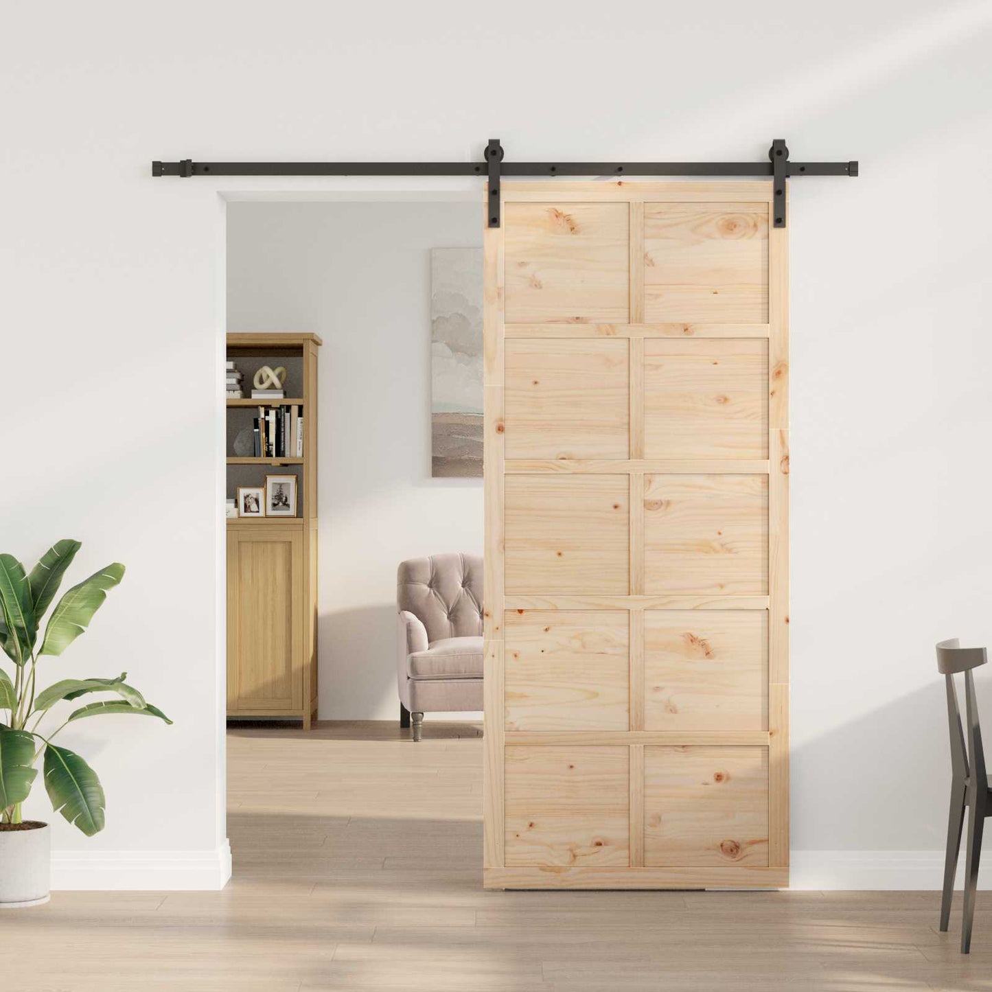 Sliding Door Natural 80 x 208 cm Solid Pine Wood