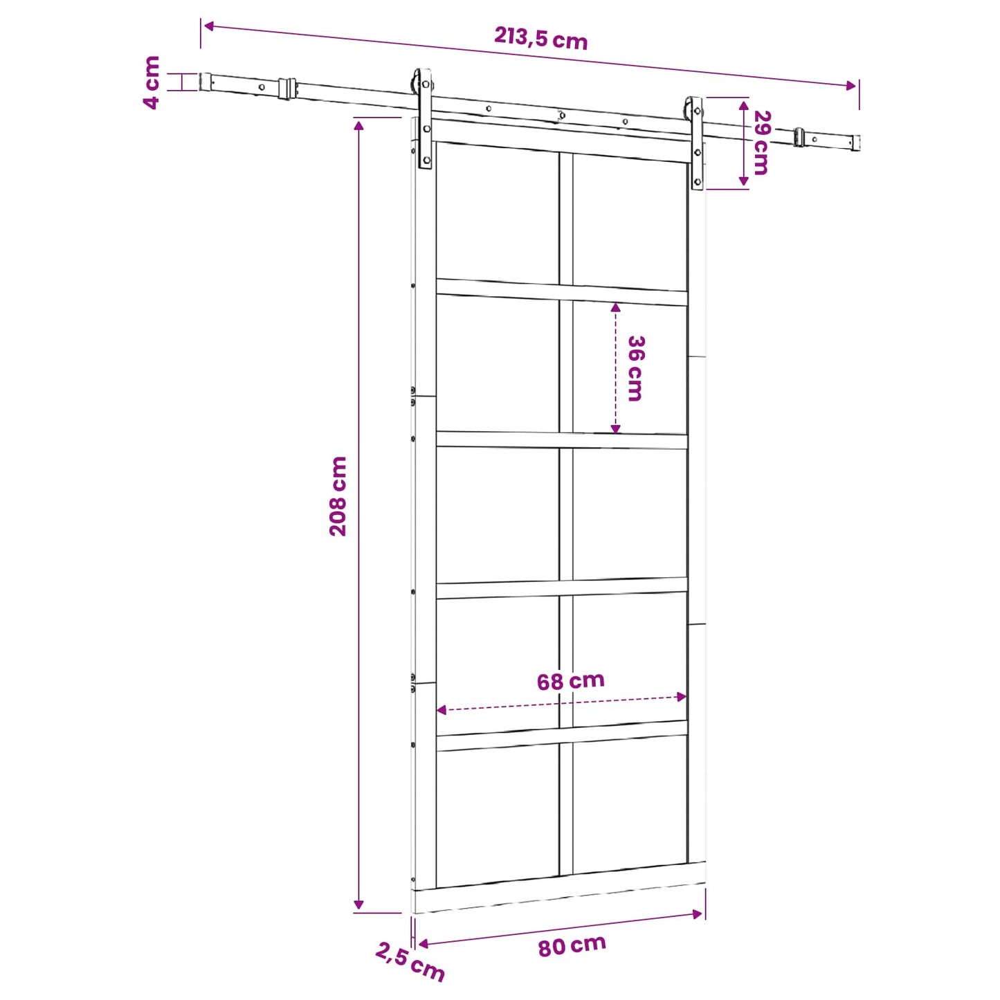 Sliding Door Natural 80 x 208 cm Solid Pine Wood