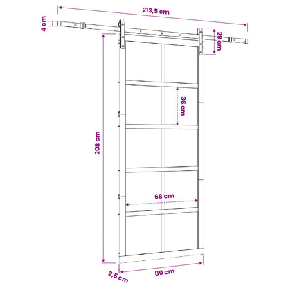 Sliding Door Natural 80 x 208 cm Solid Pine Wood