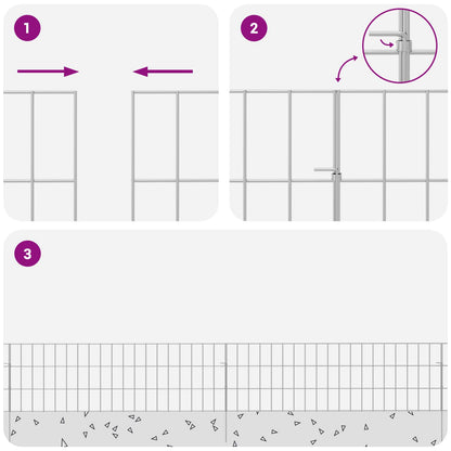 Garden Fence with Stakes 48 pcs 95 x 30 cm Mesh Silver