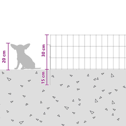 Garden Fence with Stakes 48 pcs 95 x 30 cm Mesh Silver