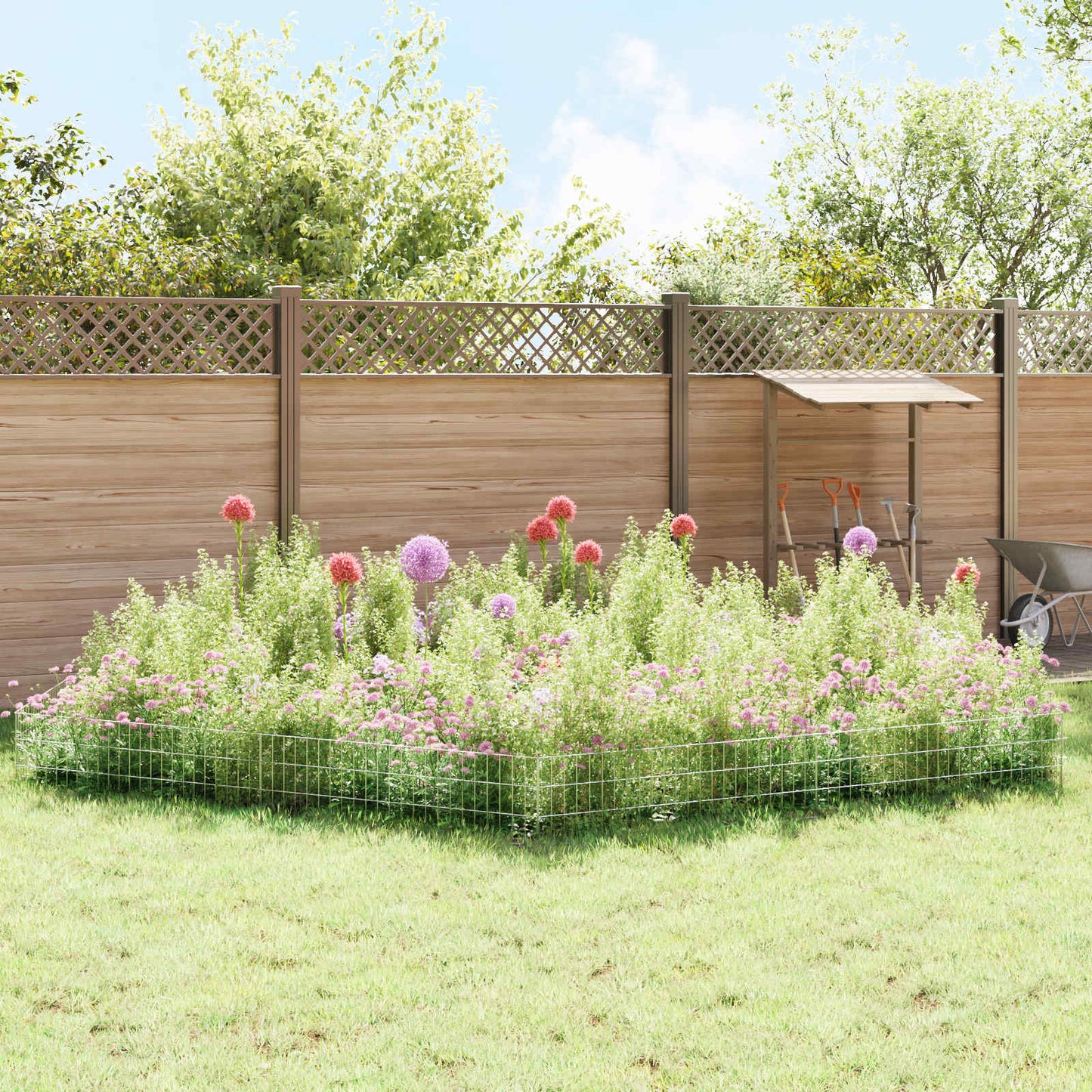Garden Fence with Stakes 48 pcs 115 x 30 cm Mesh Silver