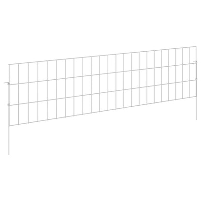 Garden Fence with Stakes 48 pcs 115 x 30 cm Mesh Silver
