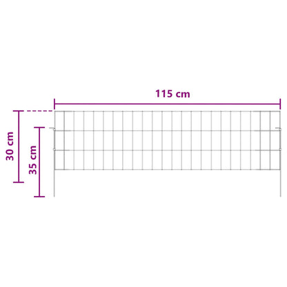 Garden Fence with Stakes 48 pcs 115 x 30 cm Mesh Silver