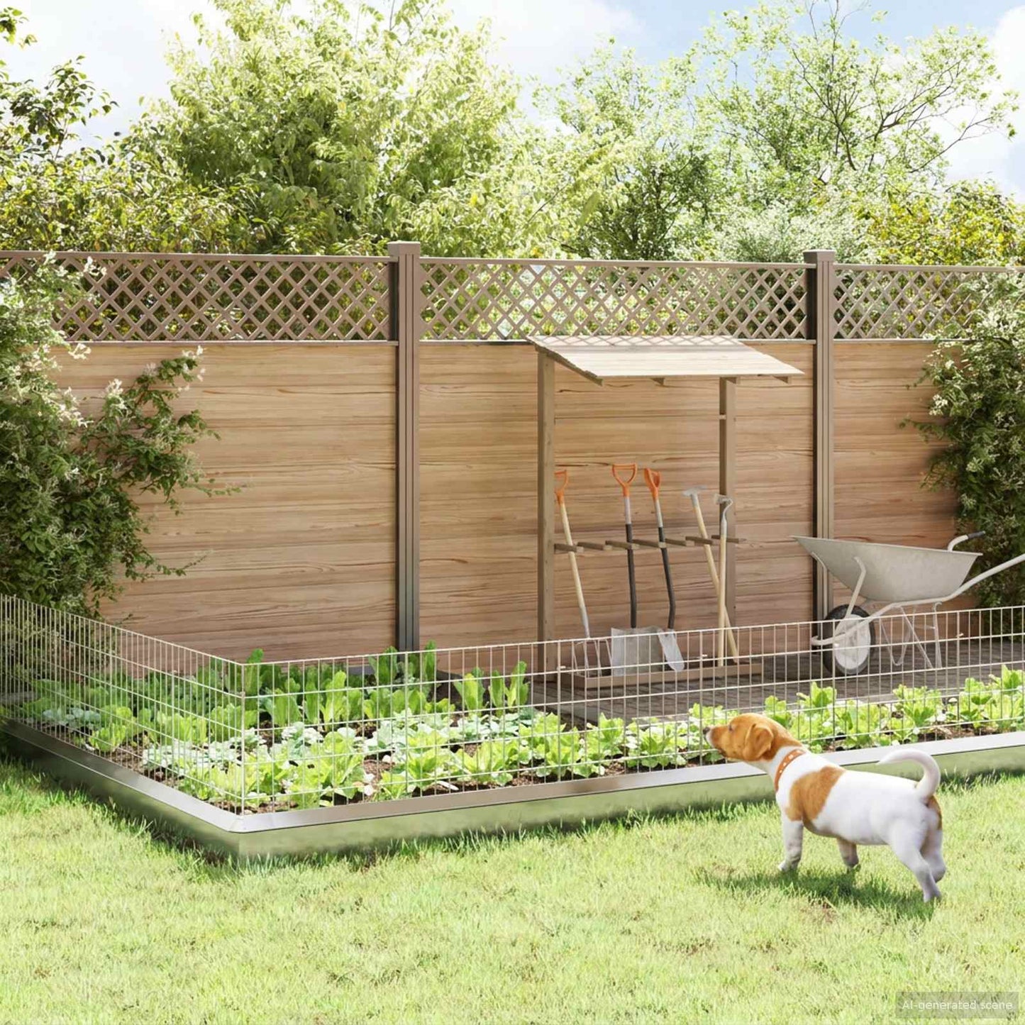 Garden Fence with Stakes 48 pcs 55 x 50 cm Mesh Silver