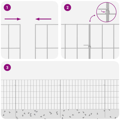 Garden Fence with Stakes 48 pcs 75 x 50 cm Mesh Silver
