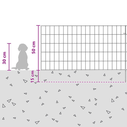 Garden Fence with Stakes 48 pcs 95 x 50 cm Mesh Silver