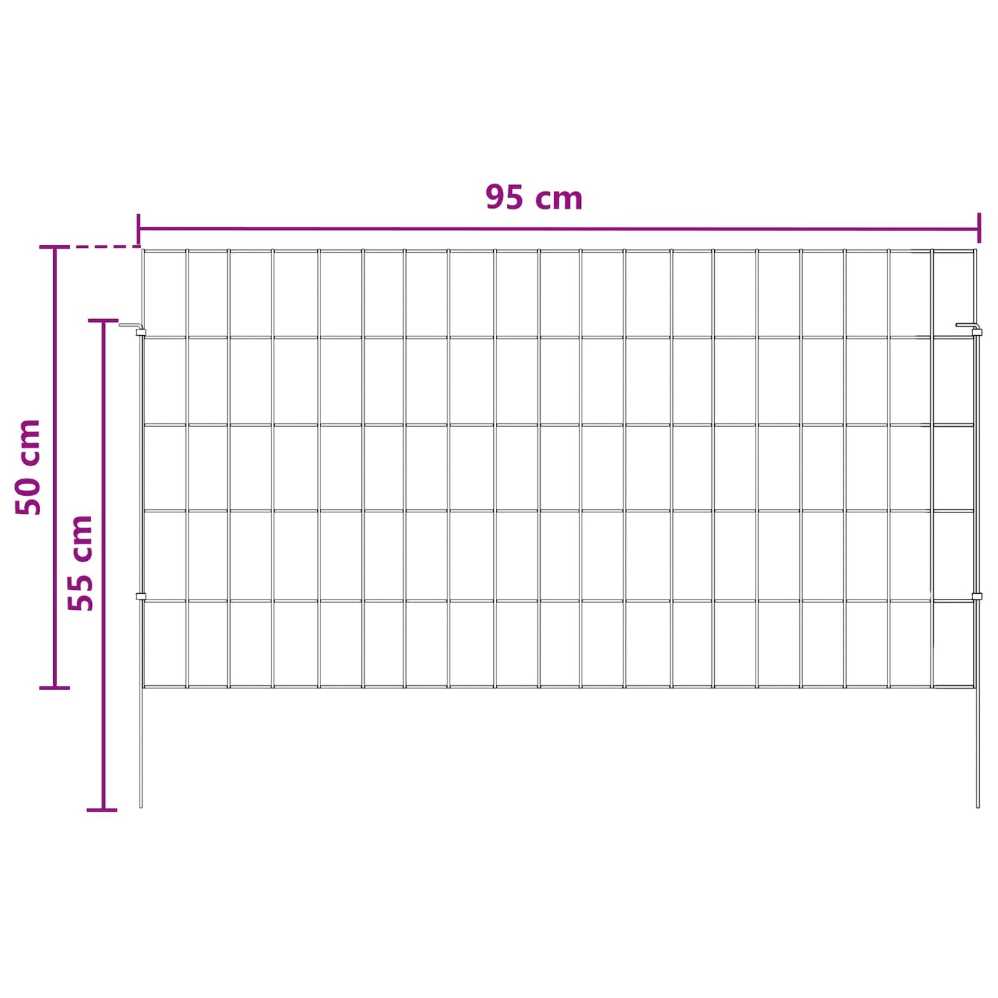 Garden Fence with Stakes 48 pcs 95 x 50 cm Mesh Silver